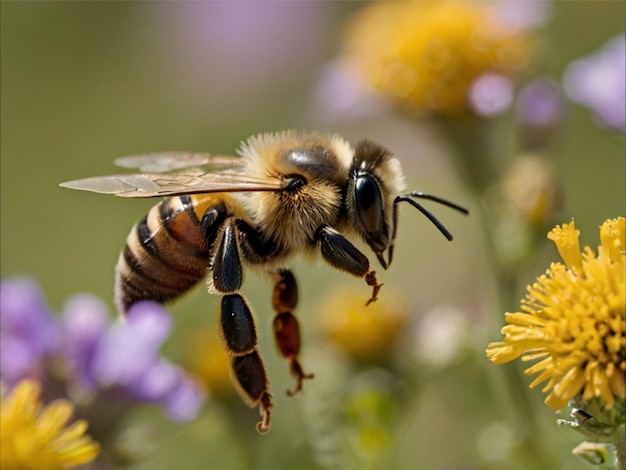 A bee on wildflowers