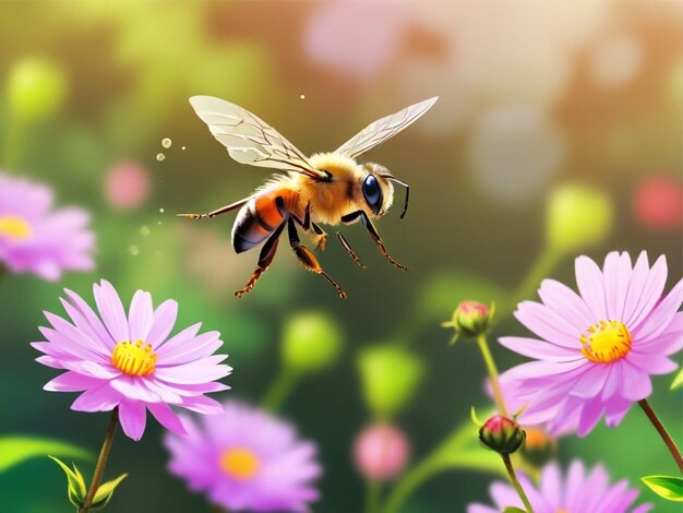 A bee on wildflowers