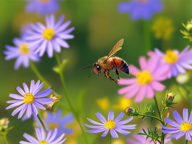 A bee on wildflowers