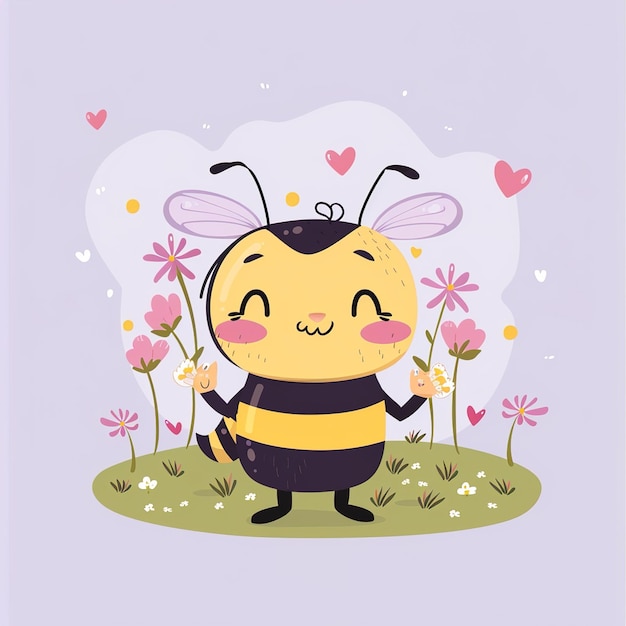 a bee with hearts and a bee with hearts on the face