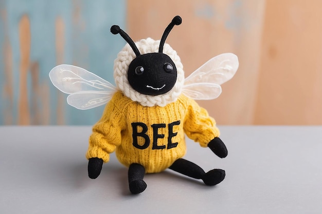 Photo a bee with a sweater that says bee on it