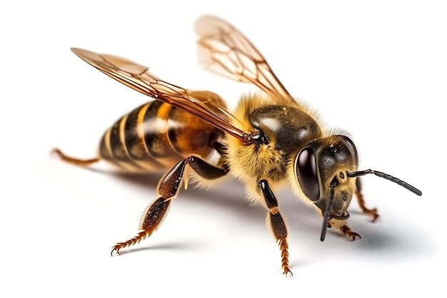 A bee with a white background and a yellow bee on it