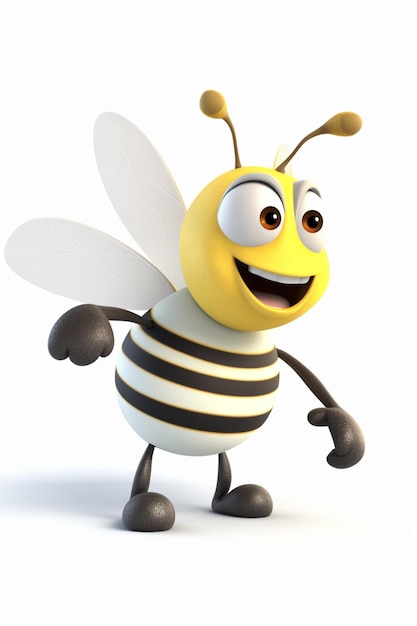 Photo a bee with a yellow stripe on its chest stands on a white background.