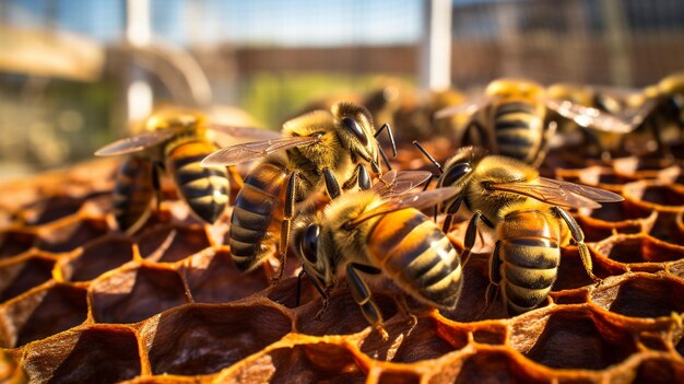 bee working in the hive