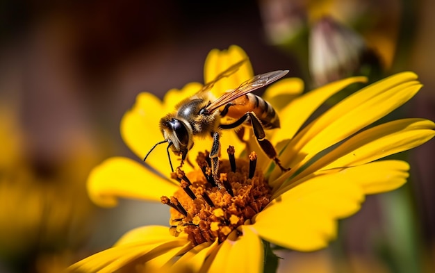 Bee on a yellow flower with a bee on it