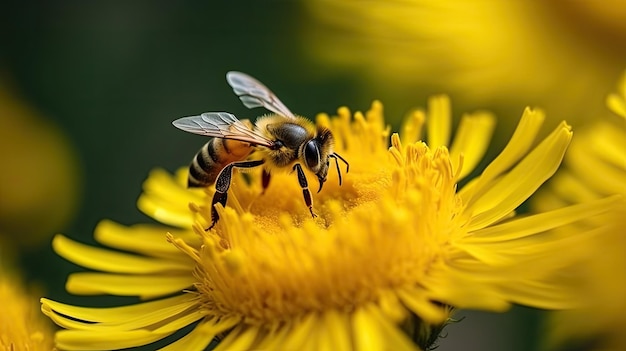 A bee on a yellow flower