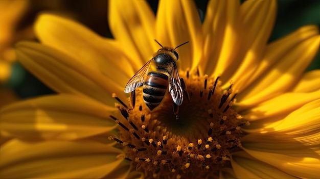 A bee on a yellow flower