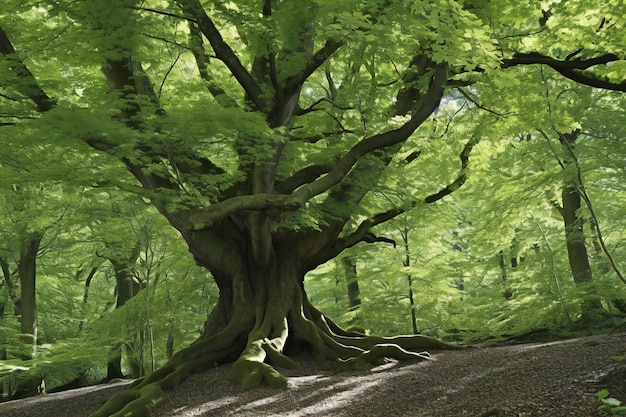 Photo beech tree in the green forest spring time nature series