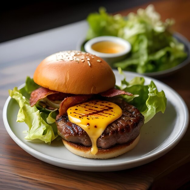 Photo beef bacon and a juicy beef burger