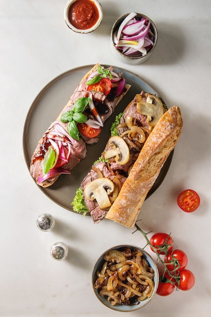 Beef baguette sandwich