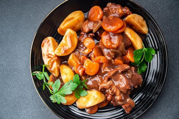 beef bourguignon beef stew fresh dish meal food snack on the table copy space food background