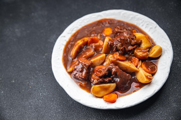 beef bourguignon stew beef dish meal food snack on the table copy space food background rustic top