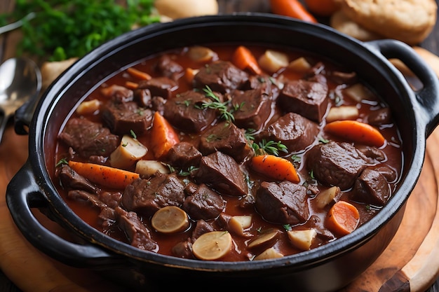 Beef Bourguignon A stew made of beef braise