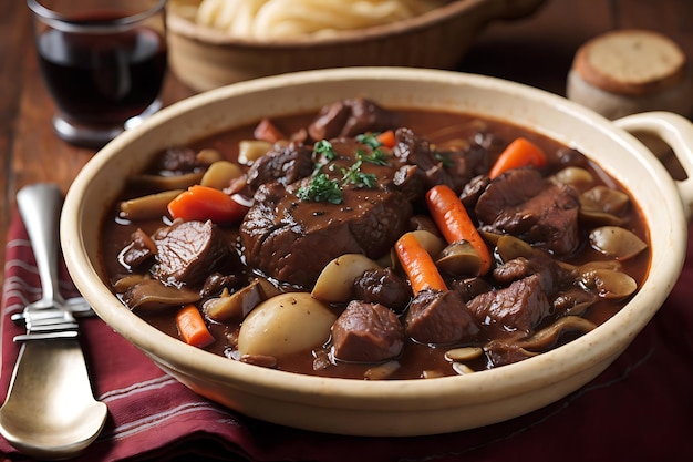 ビーフ・ブルギニョン (Beef Bourguignon) は,ビーフ・ブライズで作られたシチューである.