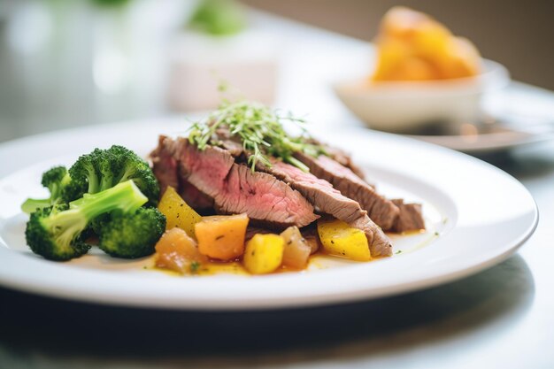 Beef and broccoli featured in a diet plan brochure