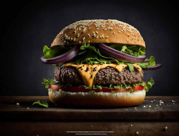 Beef Burger Delicious Food Fotografie Gemaakt met Generative AI