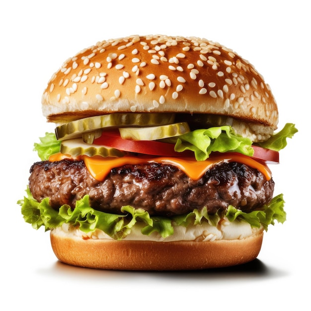 Beef burger isolated Illustration AI GenerativexA