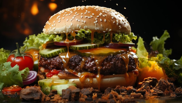 Beef burgers on wooden plate