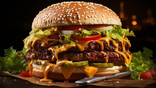 Beef burgers on wooden plate