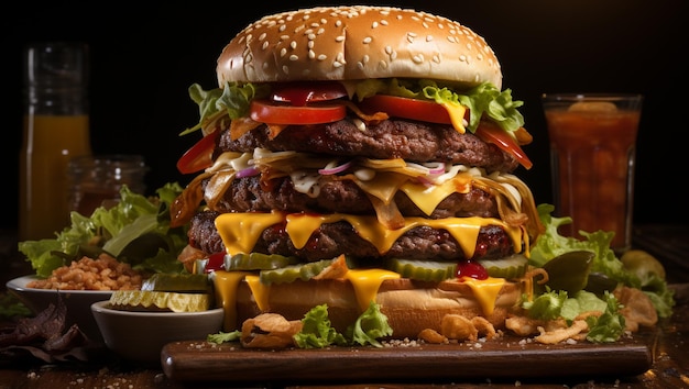 Beef burgers on wooden plate