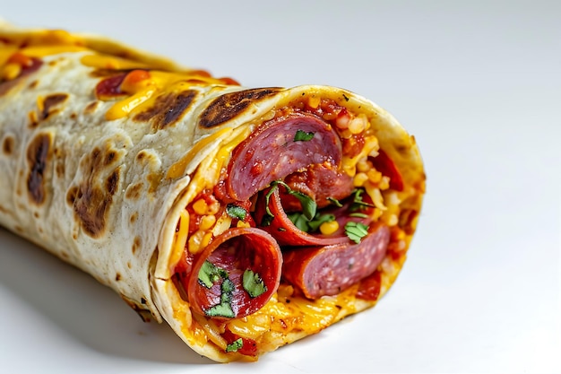 Foto beef en pepperoni tortilla wrap