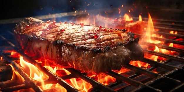 beef on the grill with red white and blue