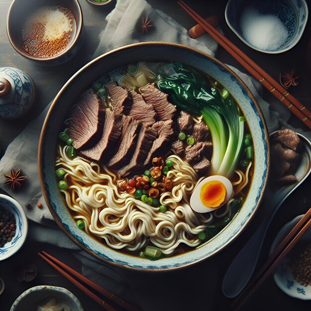 Photo beef noodles soup