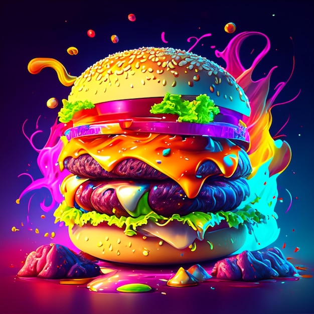 beef patty cheese burger Art