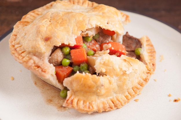 Beef pot pie with vegetables