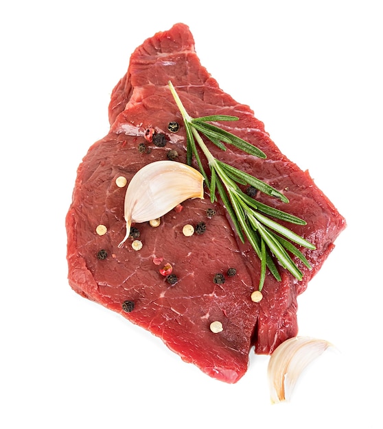 Beef raw meat steak isolated on white background