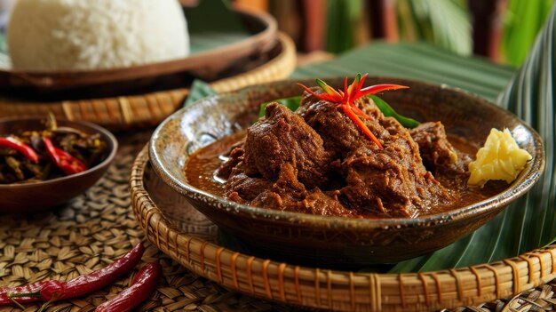 Beef Rendang tegen een feestelijke Indonesische viering