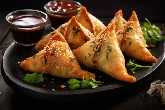 Foto samosas di manzo cibo indiano