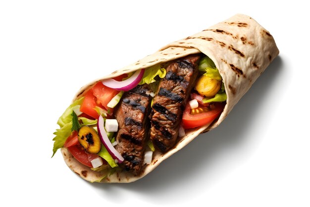 beef shawarma white background