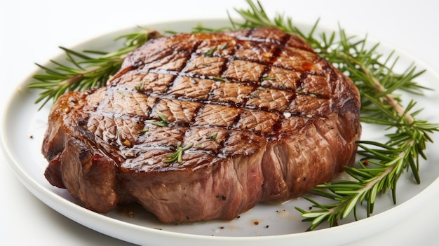 Beef steak cooked ribeye on a white background UHD WALLPAPER