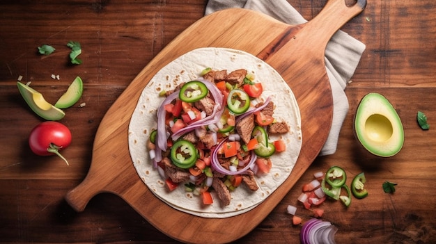 Beef Steak Fajitas with tortilla mix pepper onion