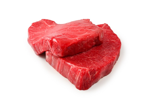 Beef steak isolated on white background.