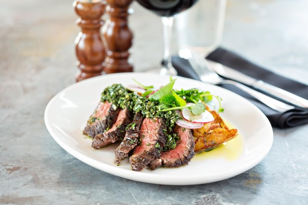 Beef steak sliced on a plate