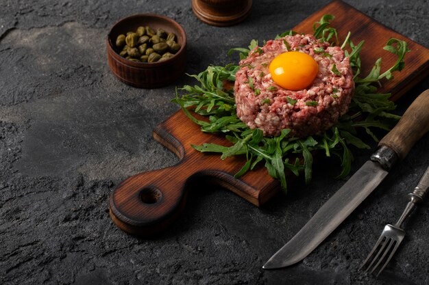 Beef steak tartar still life