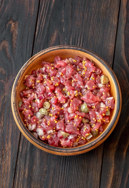 Photo beef steak tartare