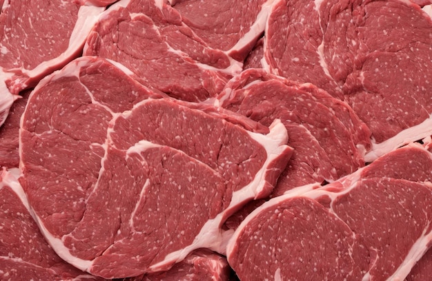 Photo beef steak texture raw meat full frame background fresh raw meat steak fresh ribeye steaks at the butcher shop