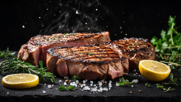 beef steak with lemon and herbs