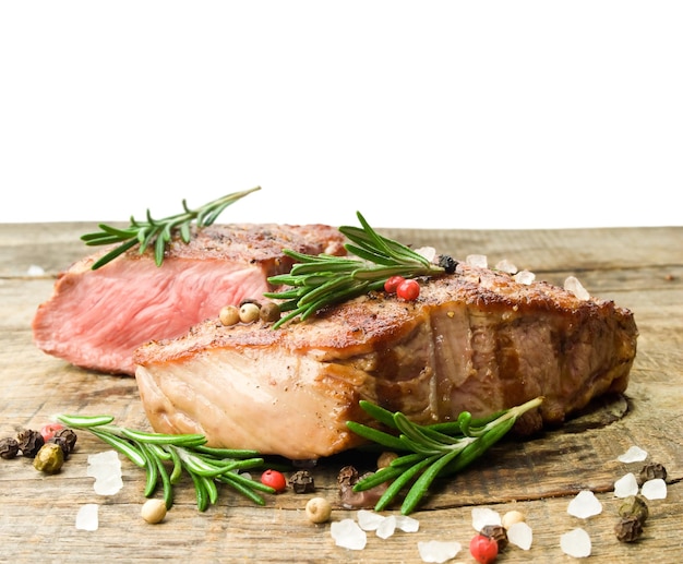 Beef steak on a wooden table