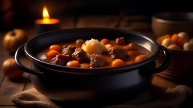 Beef Stew with Dumplings restaurant dish on a plate