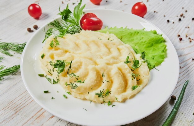 Beef stroganoff with mushroom sauce and mashed potatoes