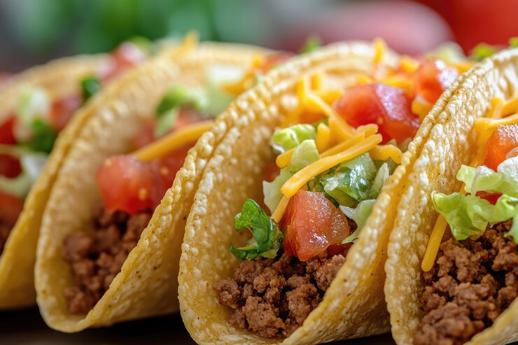 Photo メキシコの伝統的なトッピング付きの牛肉タコ
