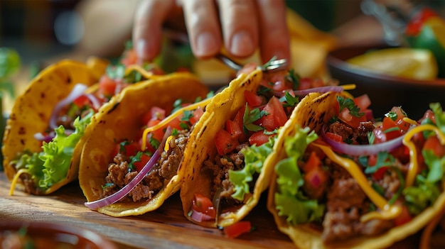 beef tacos with lettuce cheese and salsa