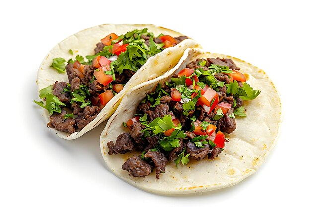 Photo beef tacos with vegetables thai style