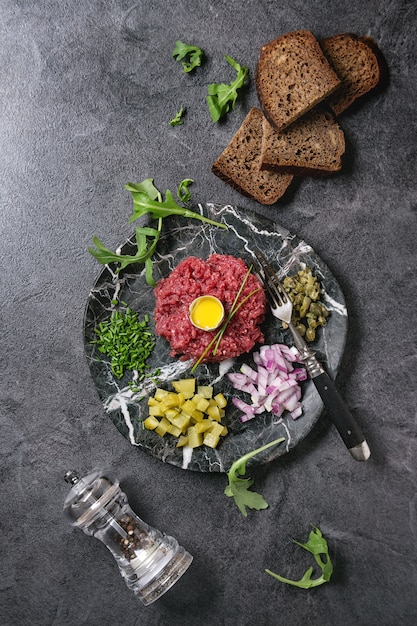 Beef tartare with quail egg