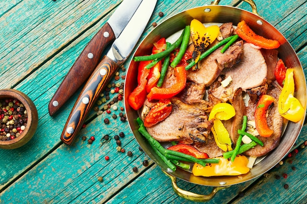 Beef tongue with vegetables