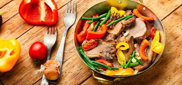 Beef tongue with vegetables